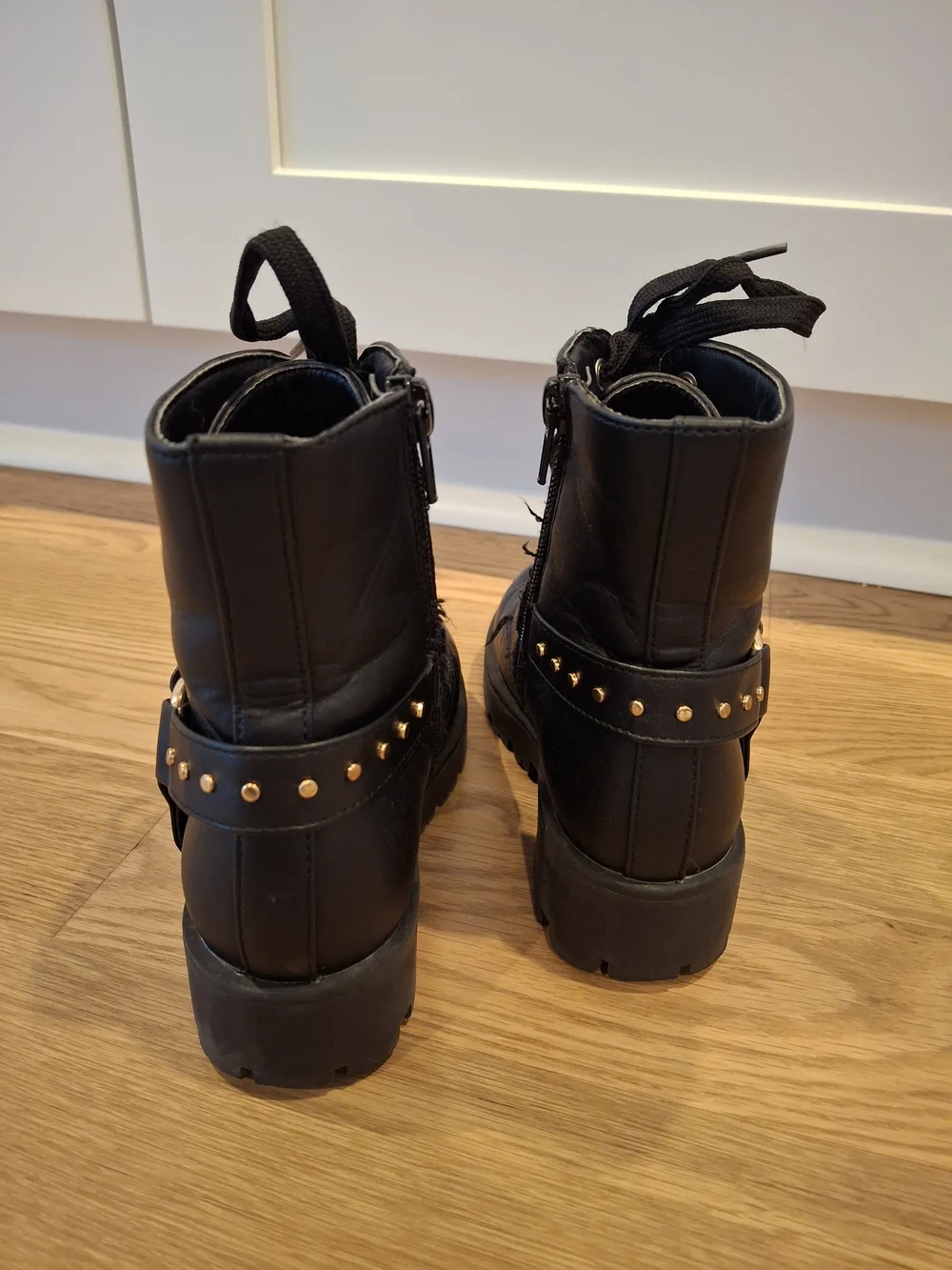 BCBGirls Black Combat Boots with Gold Stud Details